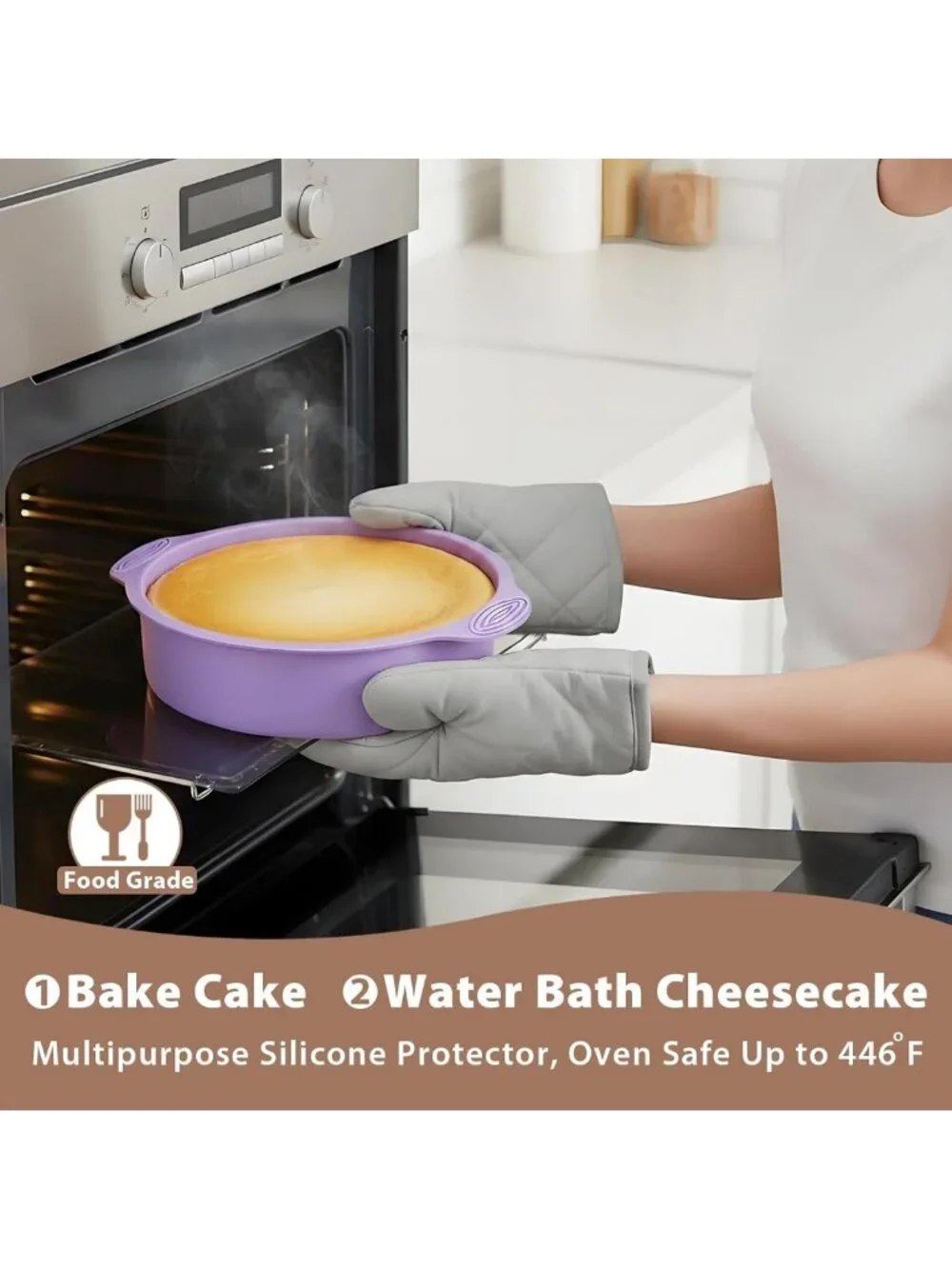 Leakproof Springform Pan Set of 3 - Nonstick Cheesecake Pans with Silicone